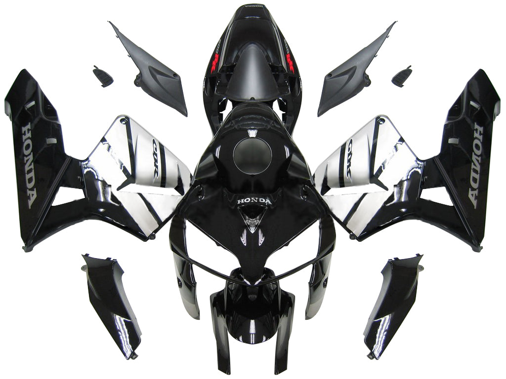2005-2006 Honda CBR 600 RR Black & Silver CBR Honda Racing Fairings Generic