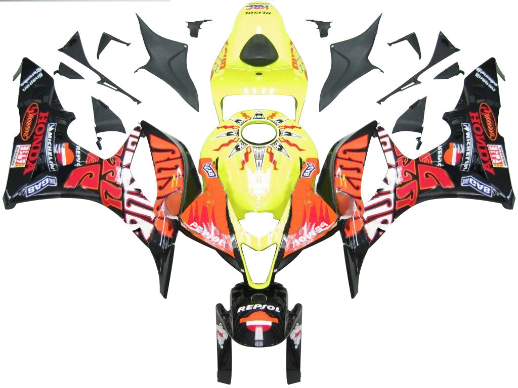 2007-2008 Honda CBR 600 RR Yellow Black Valentino Rossi Racing Fairings Generic