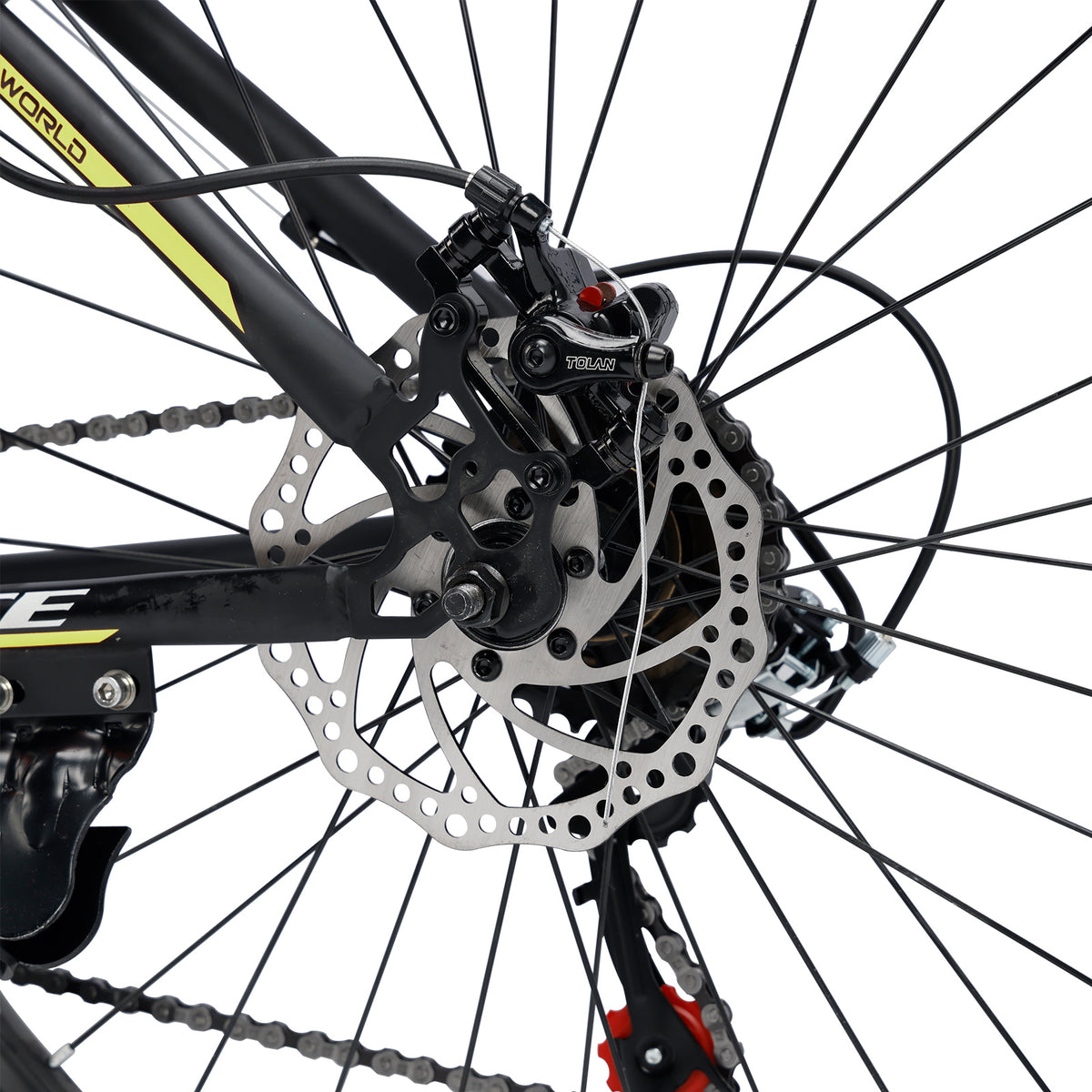 26" Spoke Wheel 24 Speed Mountain Bicycle Adult Bike MTB w/ fender Red+Yellow