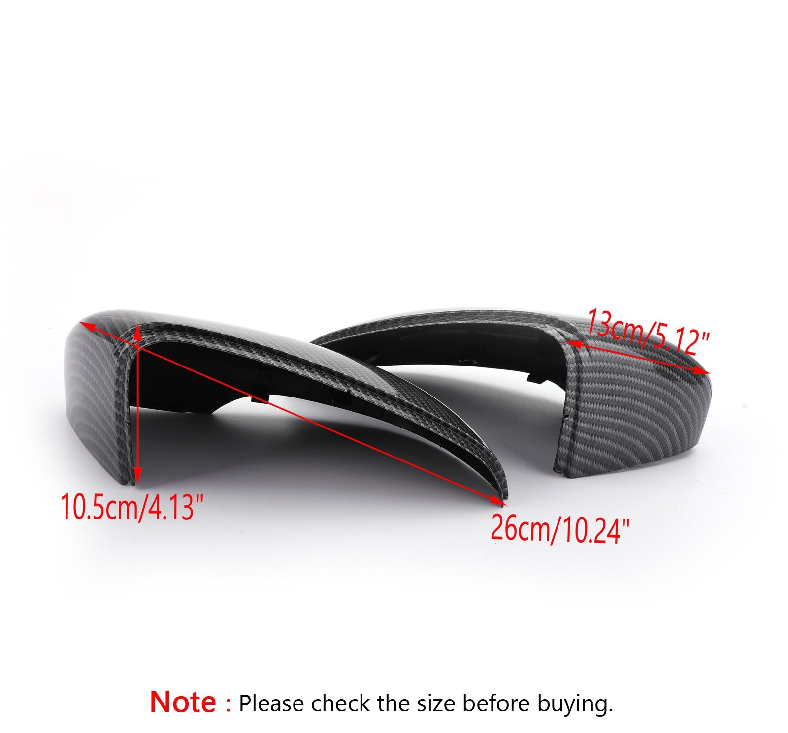Pair Side Mirror Cover Cap Replacement for VW Golf MK6 2010-2013 Carbon