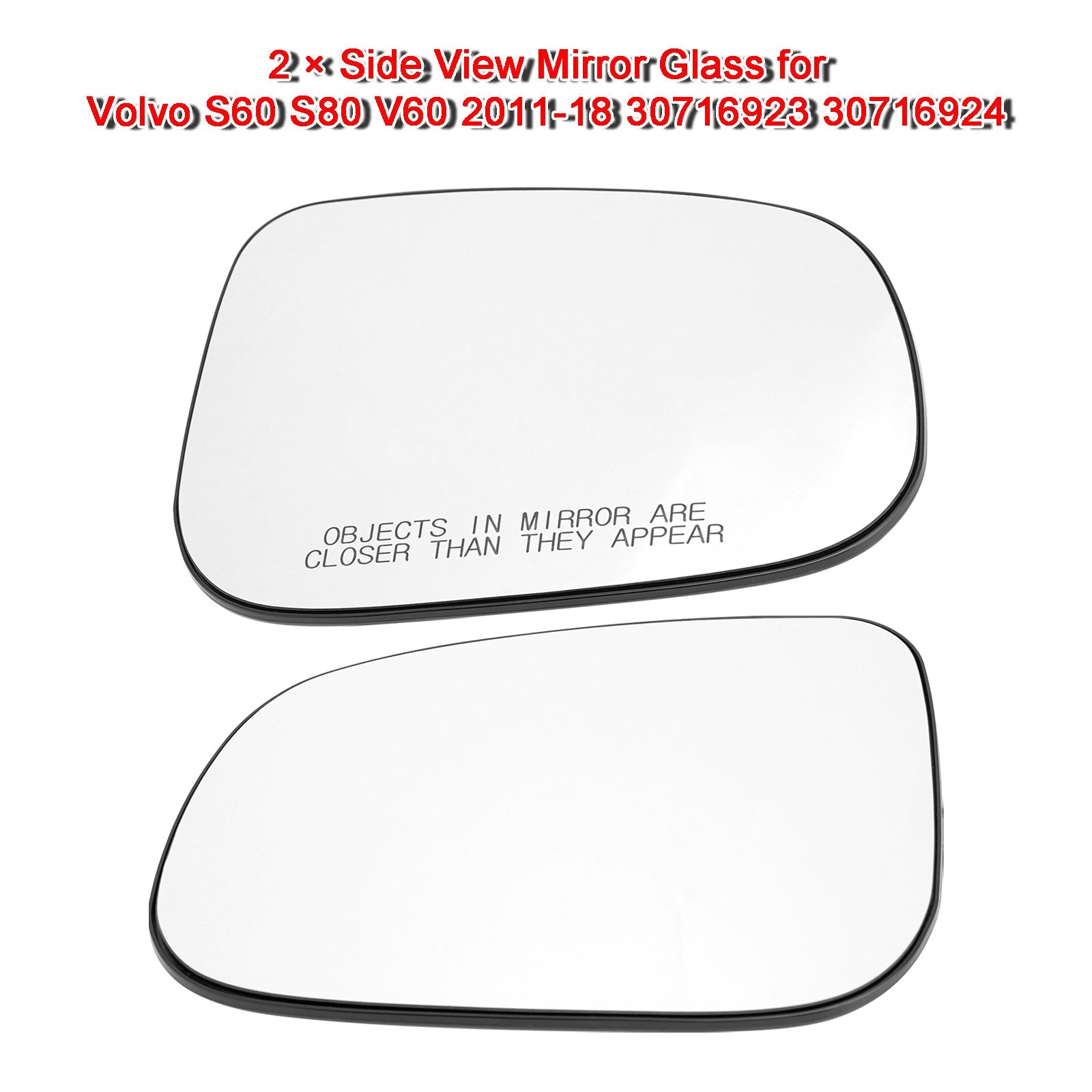 2 × Side View Mirror Glass for Volvo S60 S80 V60 2011-18 30716923 30716924