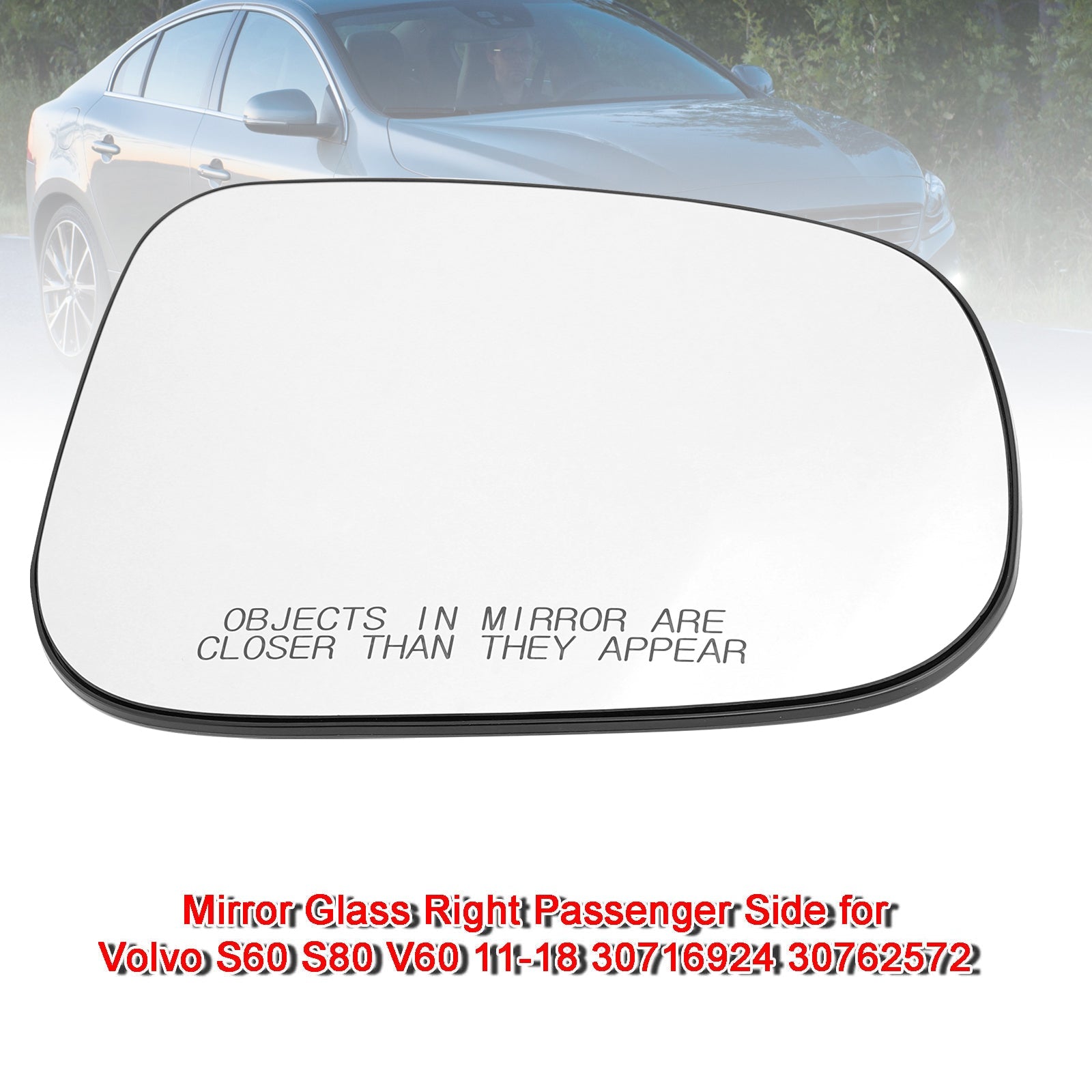 Mirror Glass Right Passenger Side for Volvo S60 S80 V60 11-18 30716924 30762572