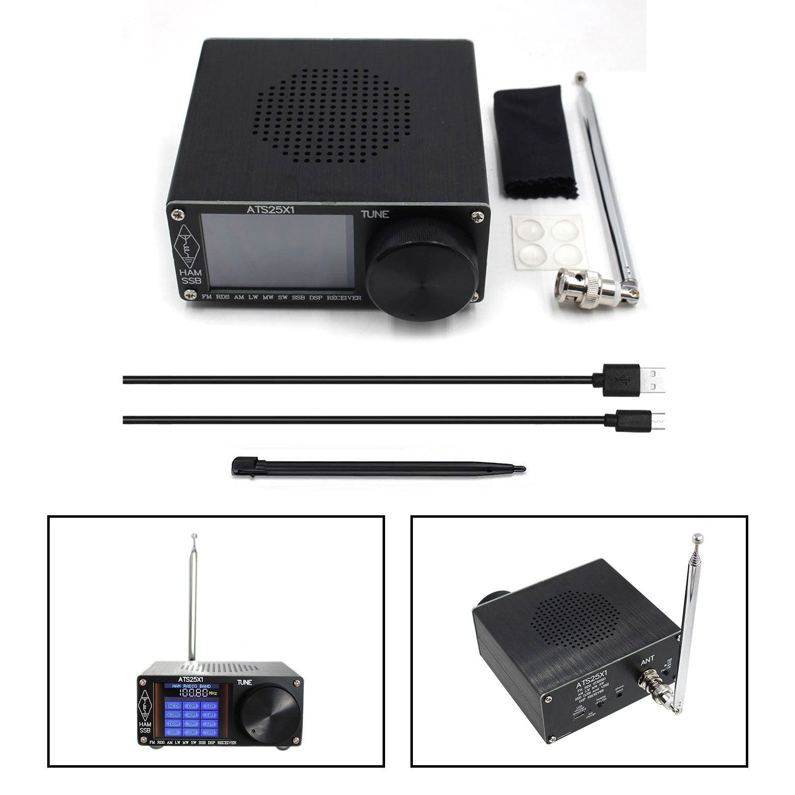 Original ATS-25X1 All Band DSP Radio Receiver FM LW MW SW With 2.4" Touch Screen