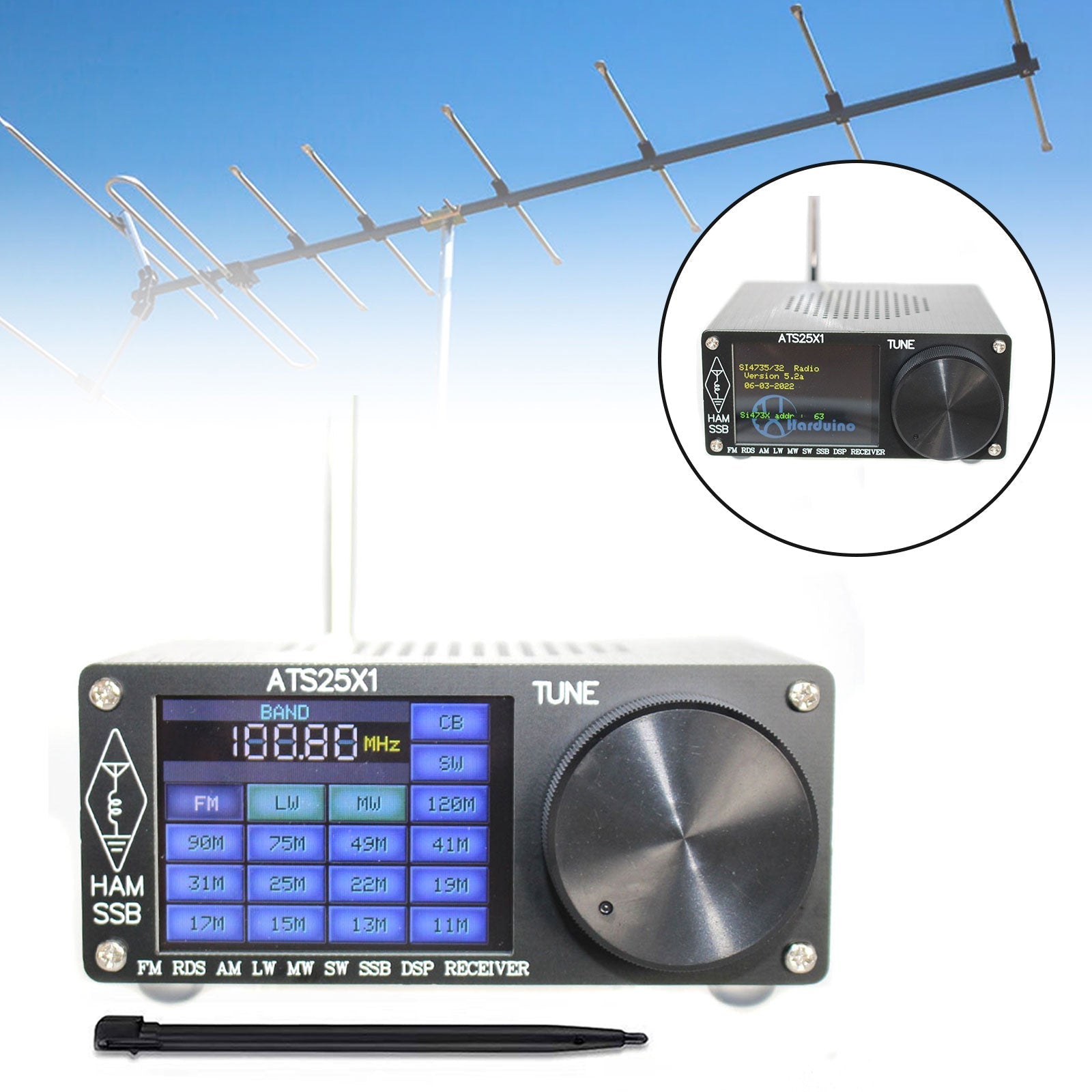 Original ATS-25X1 All Band DSP Radio Receiver FM LW MW SW With 2.4" Touch Screen