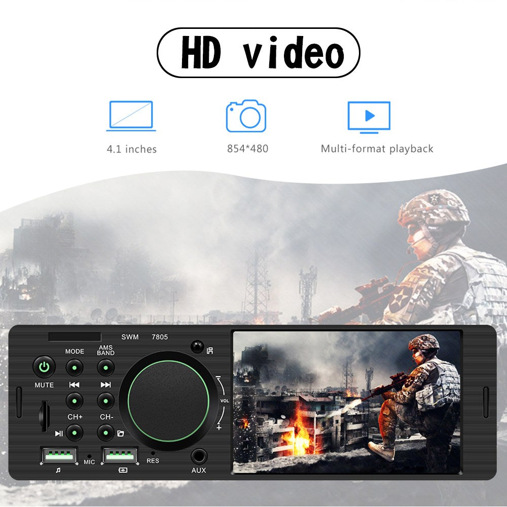 4.1" Single DIN Car MP5 Player Touch Screen FM Stereo Radio Bluetooth + Camera