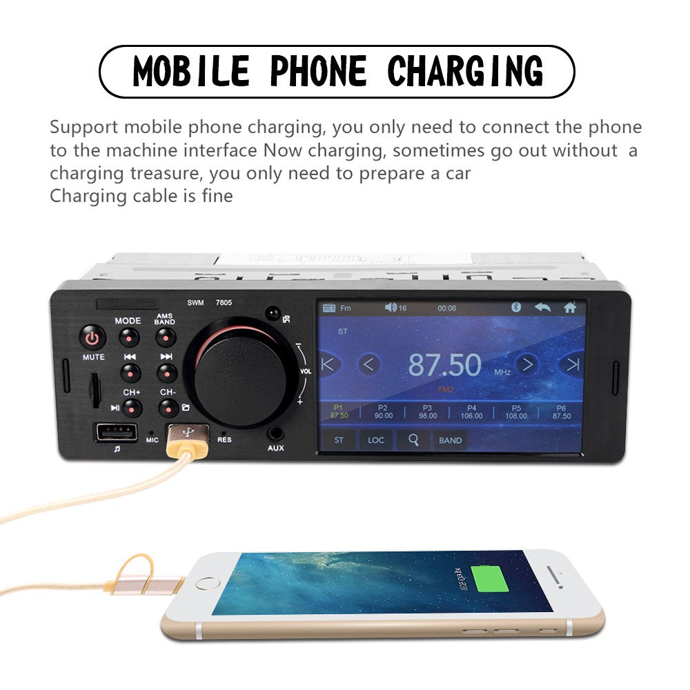 4.1" Single DIN Car MP5 Player Touch Screen FM Stereo Radio Bluetooth + Camera