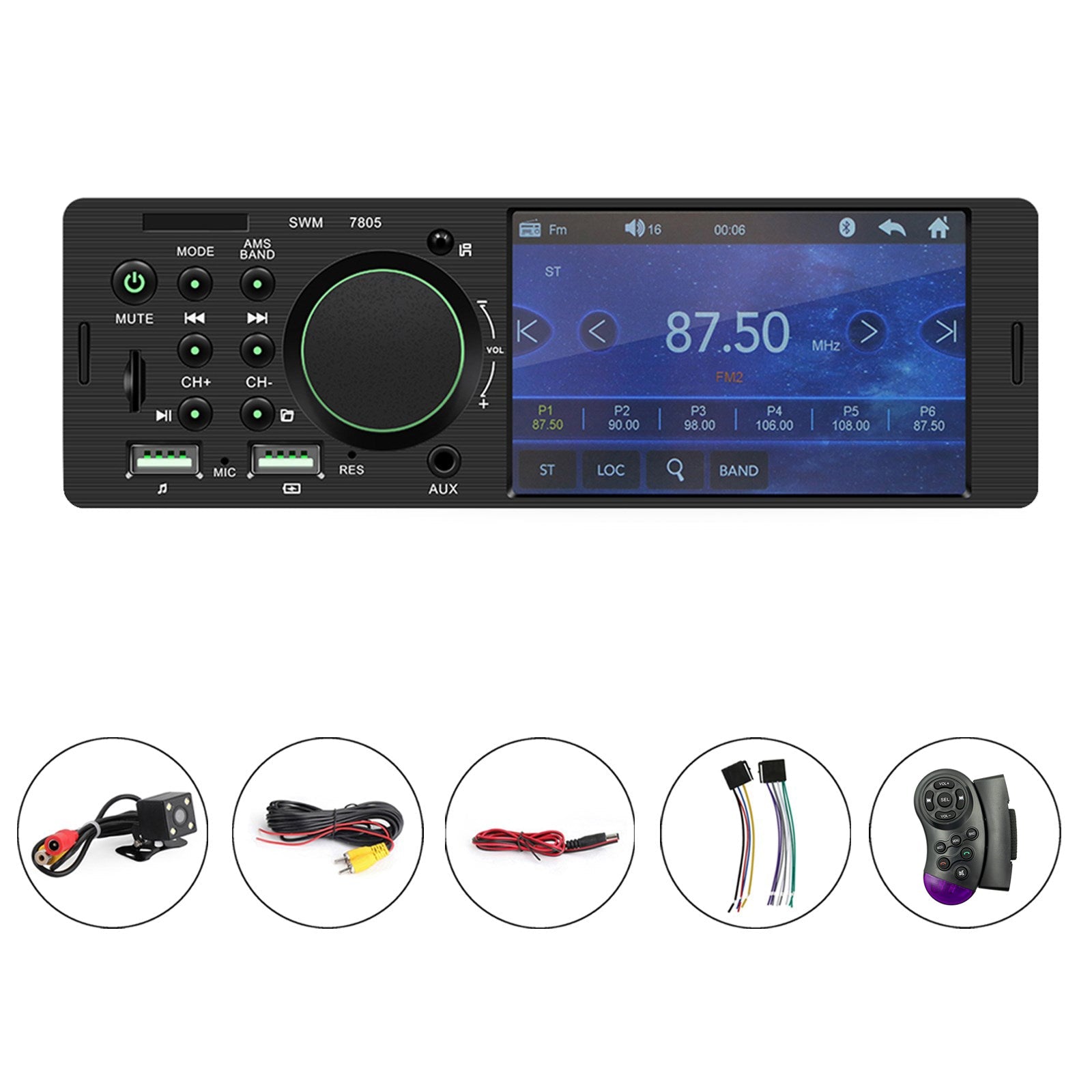 4.1" Single DIN Car MP5 Player Touch Screen FM Stereo Radio Bluetooth + Camera