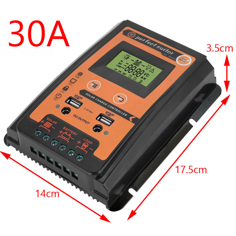 30A Regulator 12V-24V Solar Panel Charger Controller Dual USB