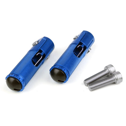 Universal Motorcycle Blue CNC Folding Foot Pegs Footpeg Rear Set Rest Racing