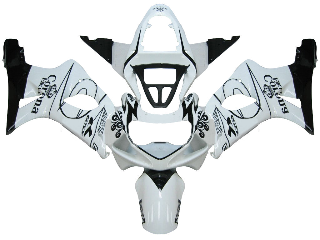 2000-2002 Suzuki GSXR 1000 White & Black Corona Racing Fairings Generic