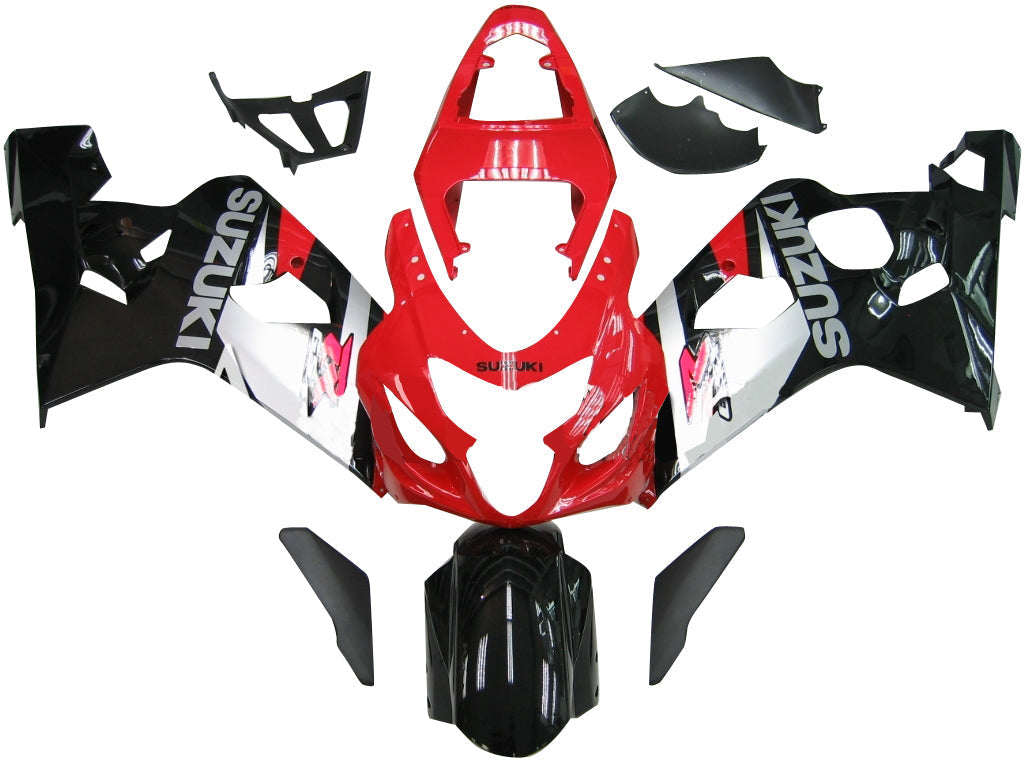 2004-2005 Suzuki GSXR 600 750 Amotopart Fairings White & Red Lucky Strike Racing