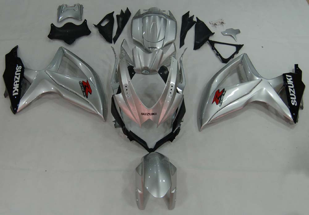 2008-2010 GSXR 600/750 Silver Bodywork Fairing ABS Injection Molded Plastics Set Generic