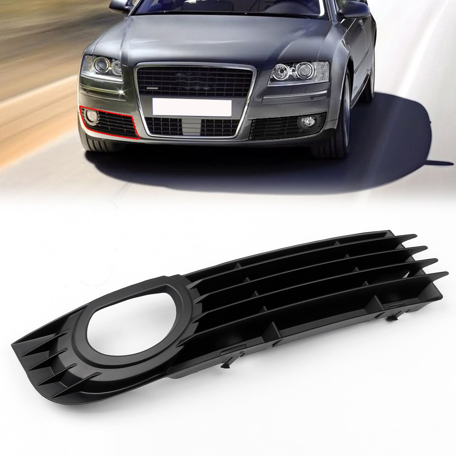 2006-2008 Audi A8 / A8 Quattro 4.2L 6.0L Front Grille Lower Fog Light Bumper Grille Left Right Pair