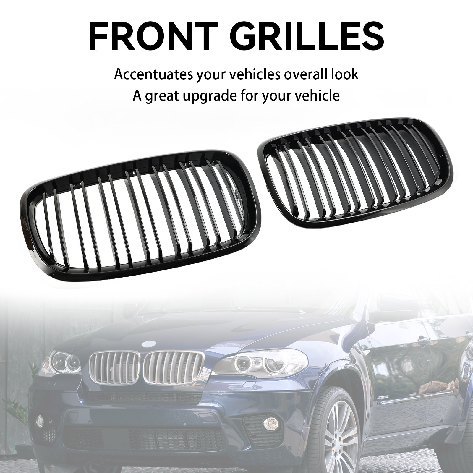 BMW X6 E71 2007-2014 Front Bumper Kidney Grille Grill Gloss Black