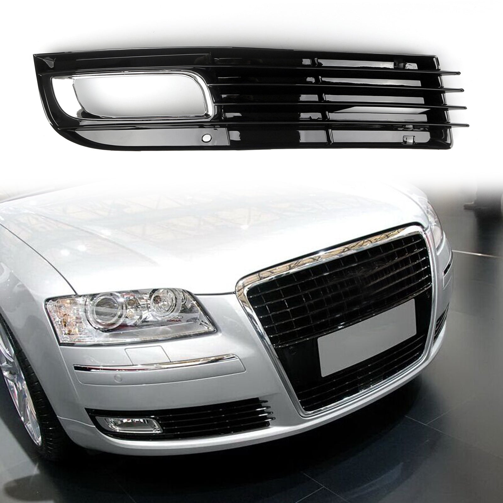 2008-2010 Audi A8 D3 ABS Car Lower Bumper Grille Fog Light Grill w/Chromed Generic