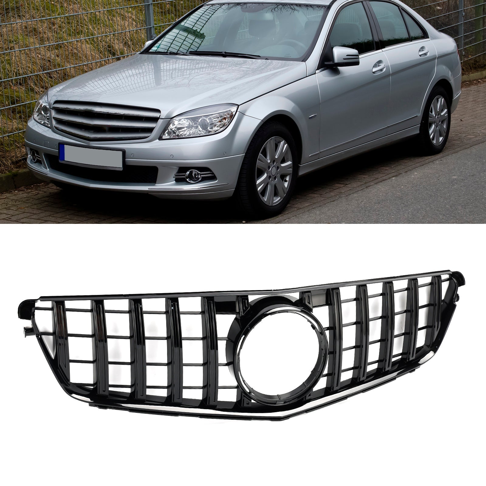 2008 2009 2010 2011 2012 2013 2014 Benz C-Class W204 C300 C350 GTR Style Front Bumper Grille Grill
