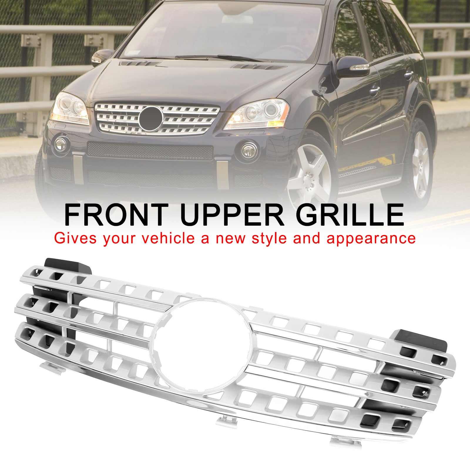 2005 2006 2007 2008 Mercedes-Benz ML-Class W164 Front Bumper Grille Grill Chrome