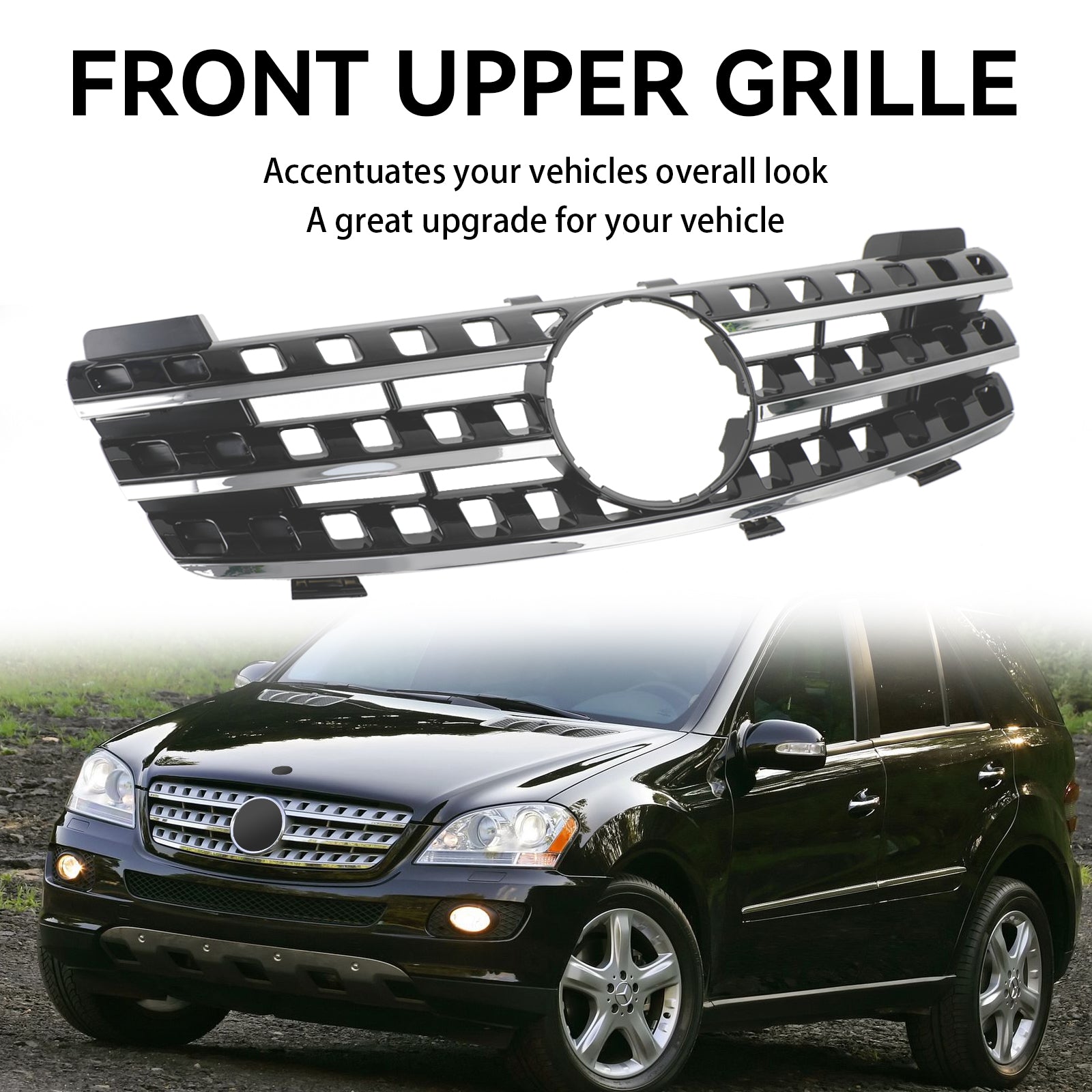 2005 2006 2007 2008 Mercedes ML-Class W164 Front Bumper Grille Grill Chrome/Black