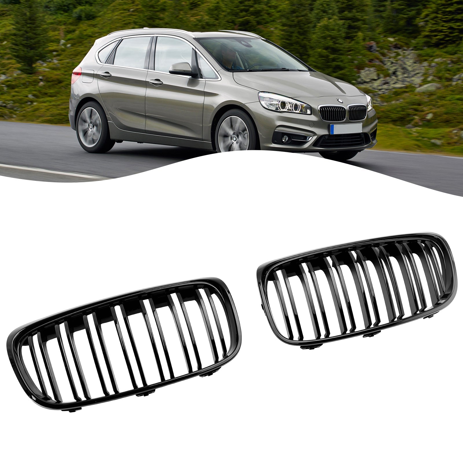 2015 2016 2017 2018 BMW 2 Series Gran Tourer F45 F46 Gloss Black Front Grill Grille