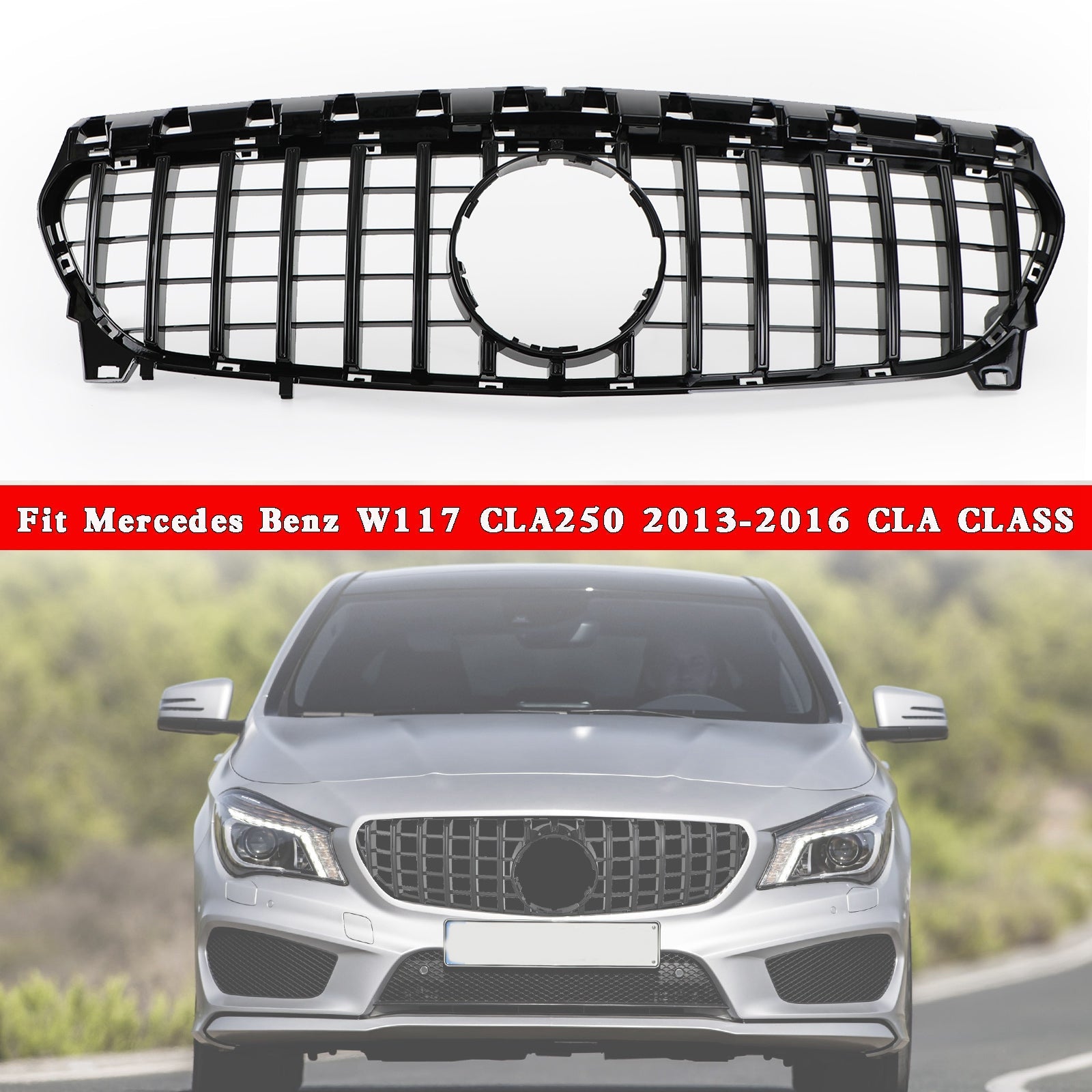 W117 CLA250 2013-2019 Mercedes Benz GT-R Style Front Bumper Grille Grill
