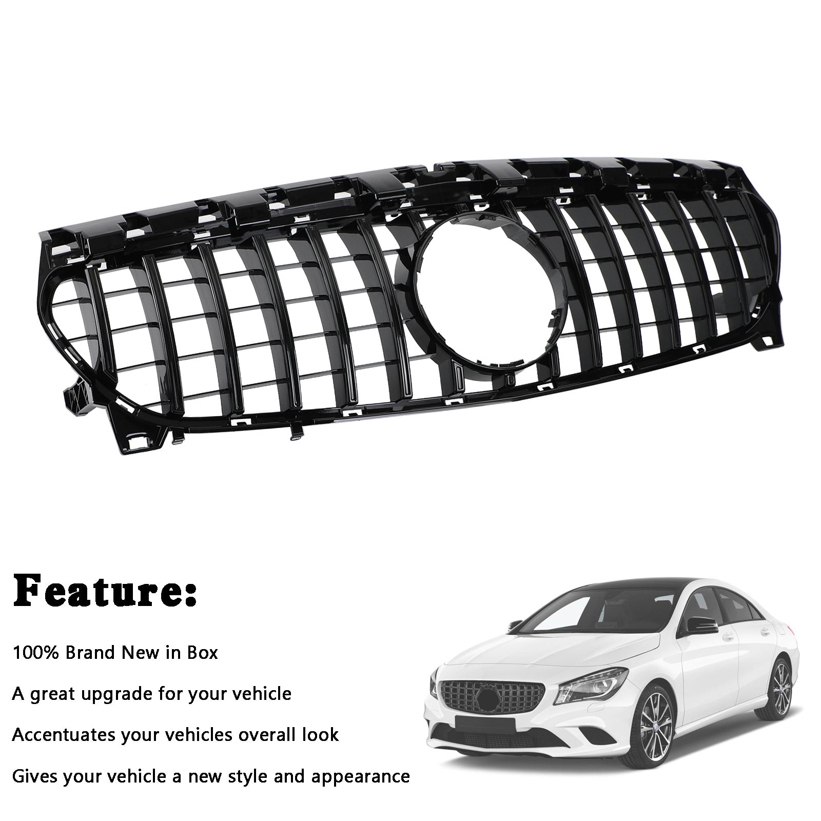 2013-2019 Mercedes Benz CLA-Class W117 CLA180 CLA200 CLA250 CLA260 CLA45 GT-R Style Front Bumper Grille Grill