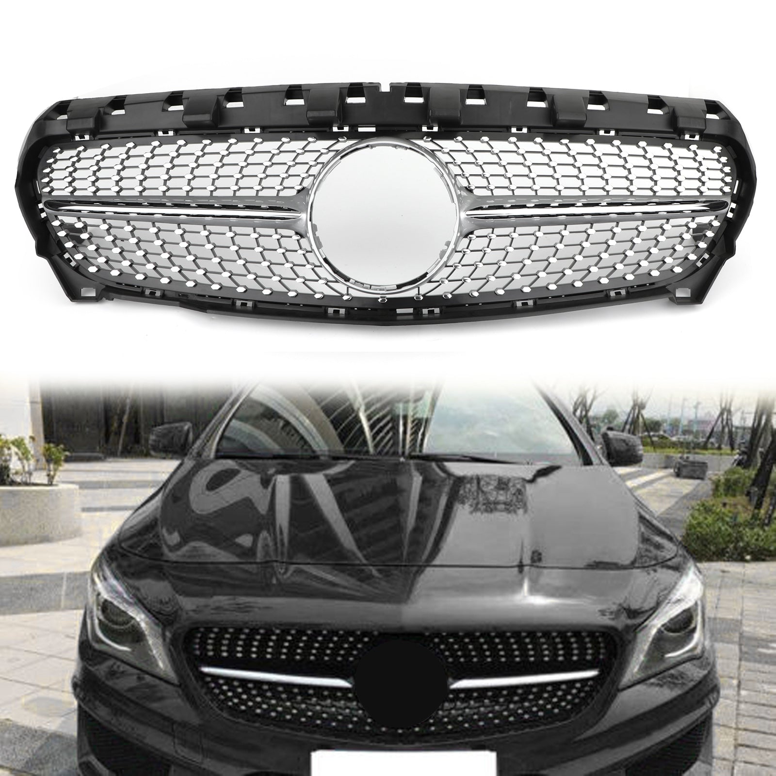 2013-2019 Mercedes Benz R117 W117 CLA250 Diamond star grille grill Silver