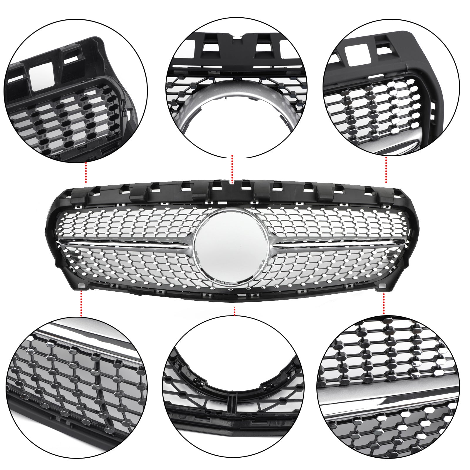 2013-2019 Mercedes Benz R117 W117 CLA250 Diamond star grille grill Silver