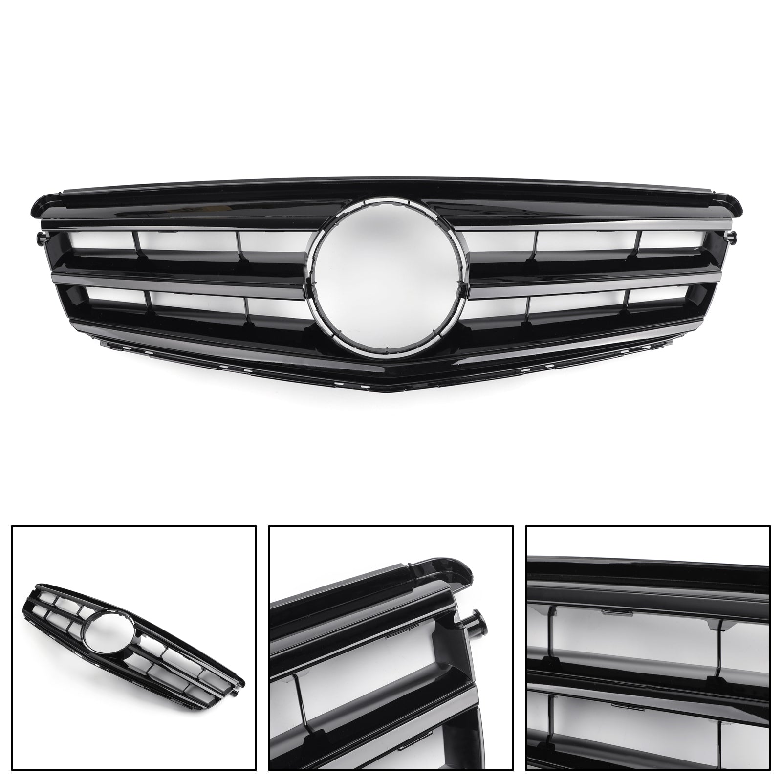 2008-2014 Benz C Class W204 W/LED Emblem C300/C350 Black Front Bumper Grille Generic