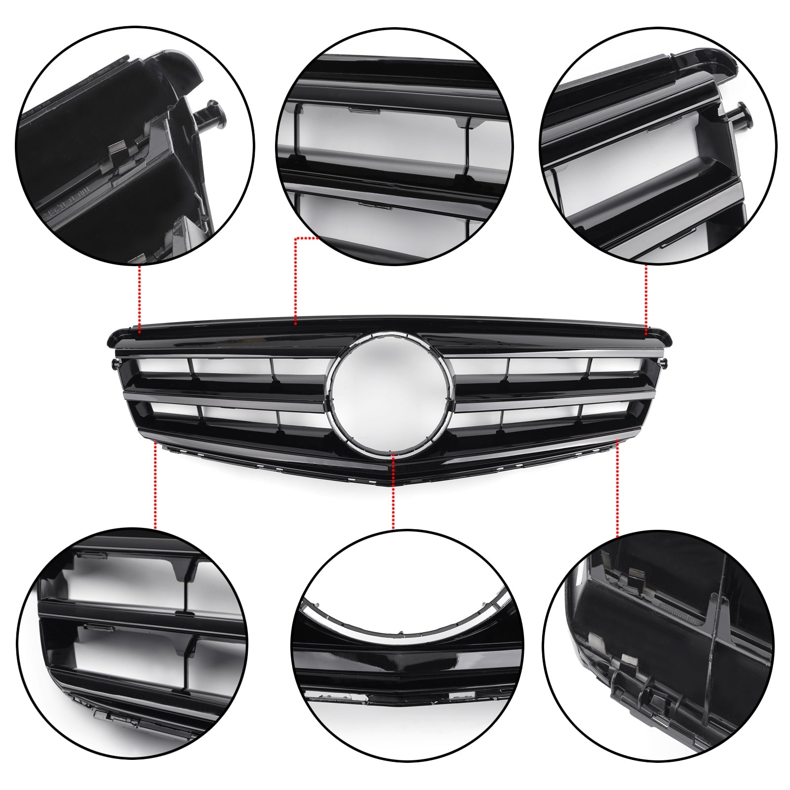C Class W204 2008-2014 Benz W/LED Emblem C300/C350 Black Front Bumper Grille Generic