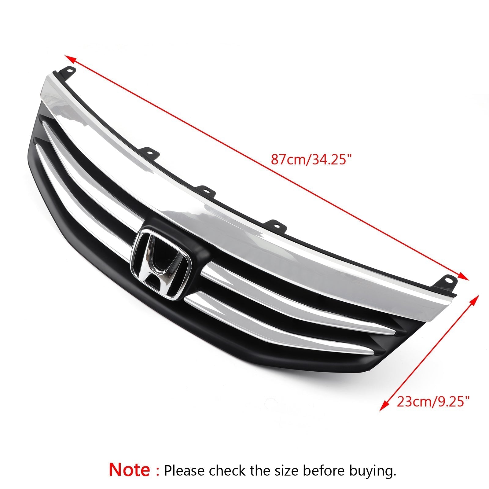 2011-2012 Accord Honda New Front Upper Bumper Hood Black Chrome Grill Replacement Grille Generic