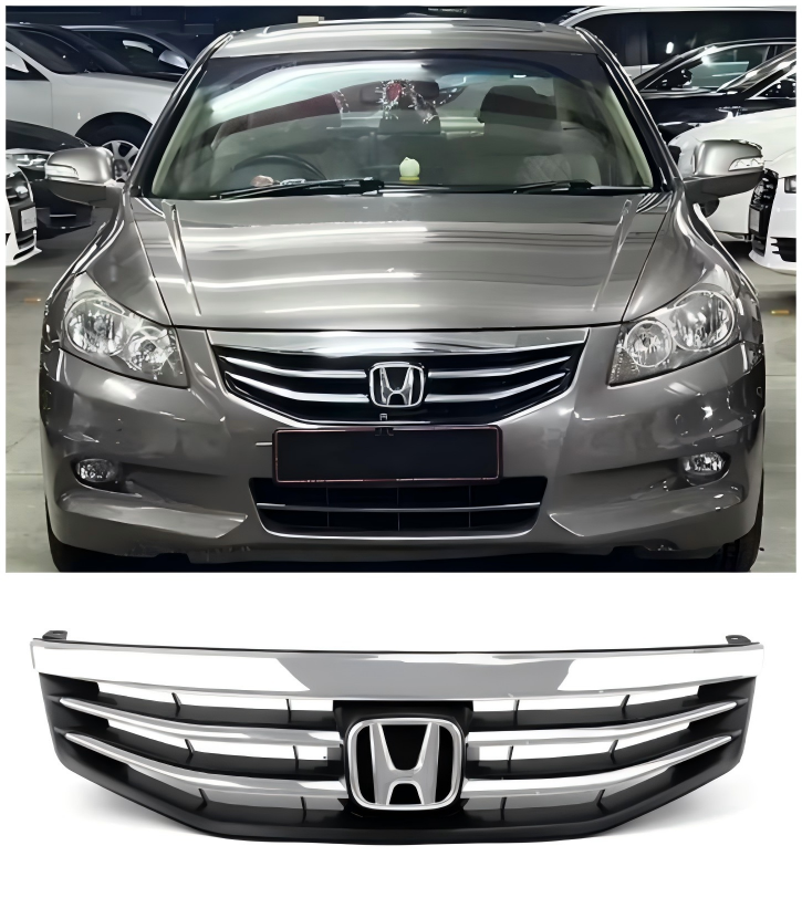 2011-2012 Accord Honda New Front Upper Bumper Hood Black Chrome Grill Replacement Grille Generic
