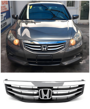 Accord 2011-2012 Honda New Front Upper Bumper Hood Black Chrome Grill Replacement Grille Generic