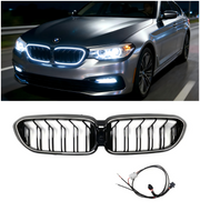 2017-2020 BMW 5 Series G30 G31 Double Slat Front Kidney Grille Gloss Black