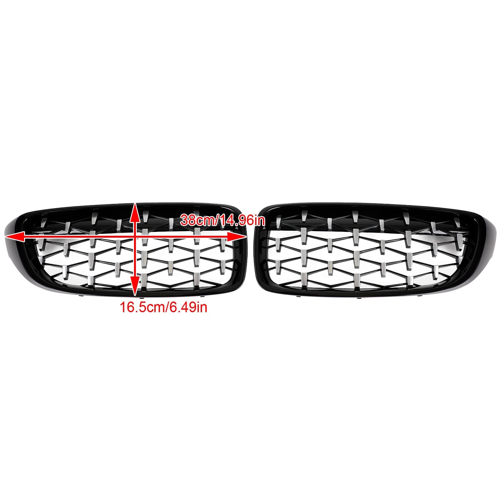 2014-2018 BMW 4 Sereis F32 F33 F36 F82 M4 All Models Black & Chrome Diamond Front Upper Grille