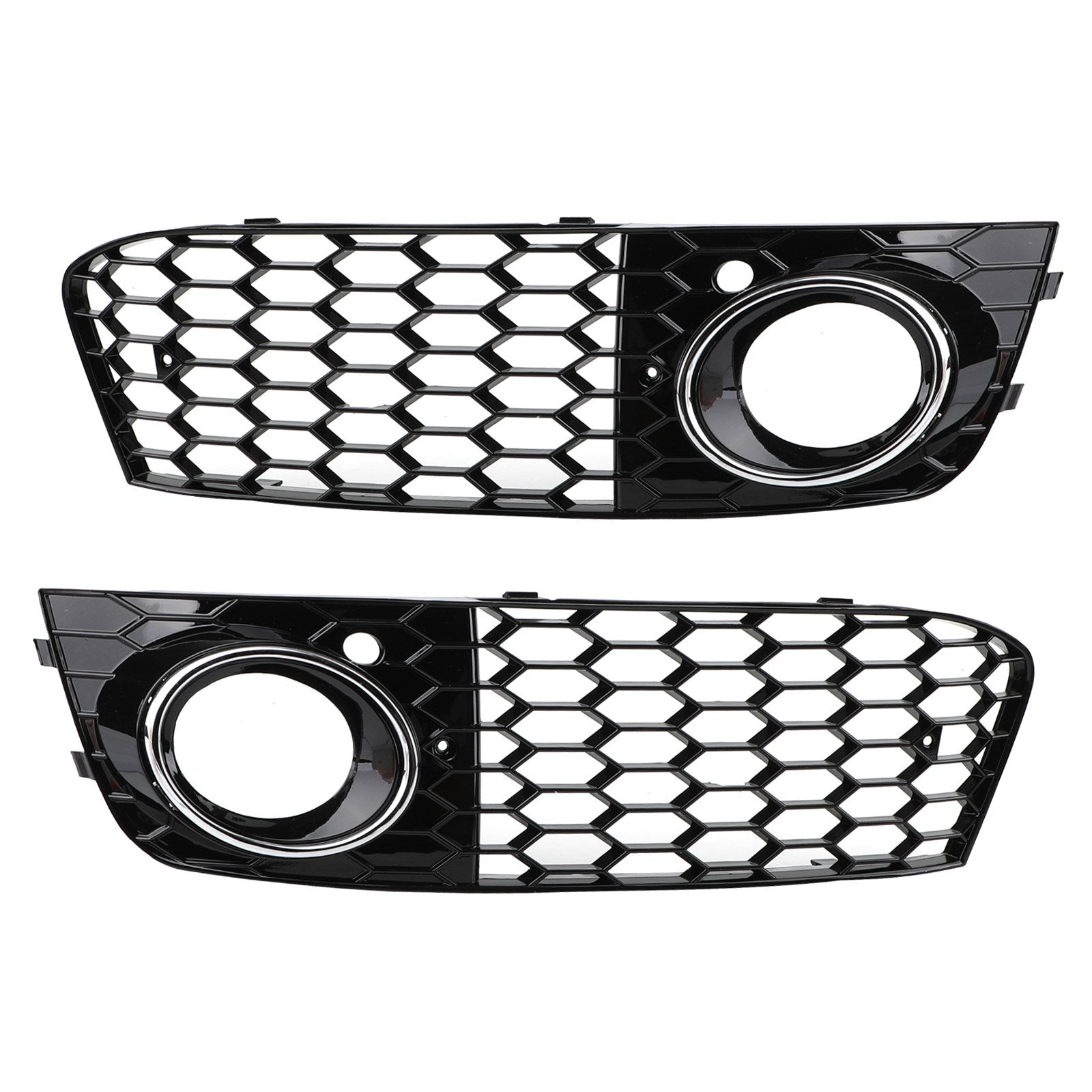 2009-2012 Audi A4 B8 RS4 Style Honeycomb Sport Mesh Hex Grille & Gloss Black Honeycomb Mesh Fog Light Open Vent Grill