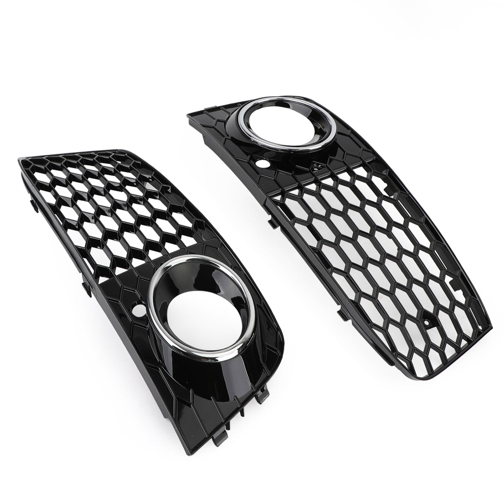 2009-2012 Audi A4 B8 RS4 Style Honeycomb Sport Mesh Hex Grille & Gloss Black Honeycomb Mesh Fog Light Open Vent Grill