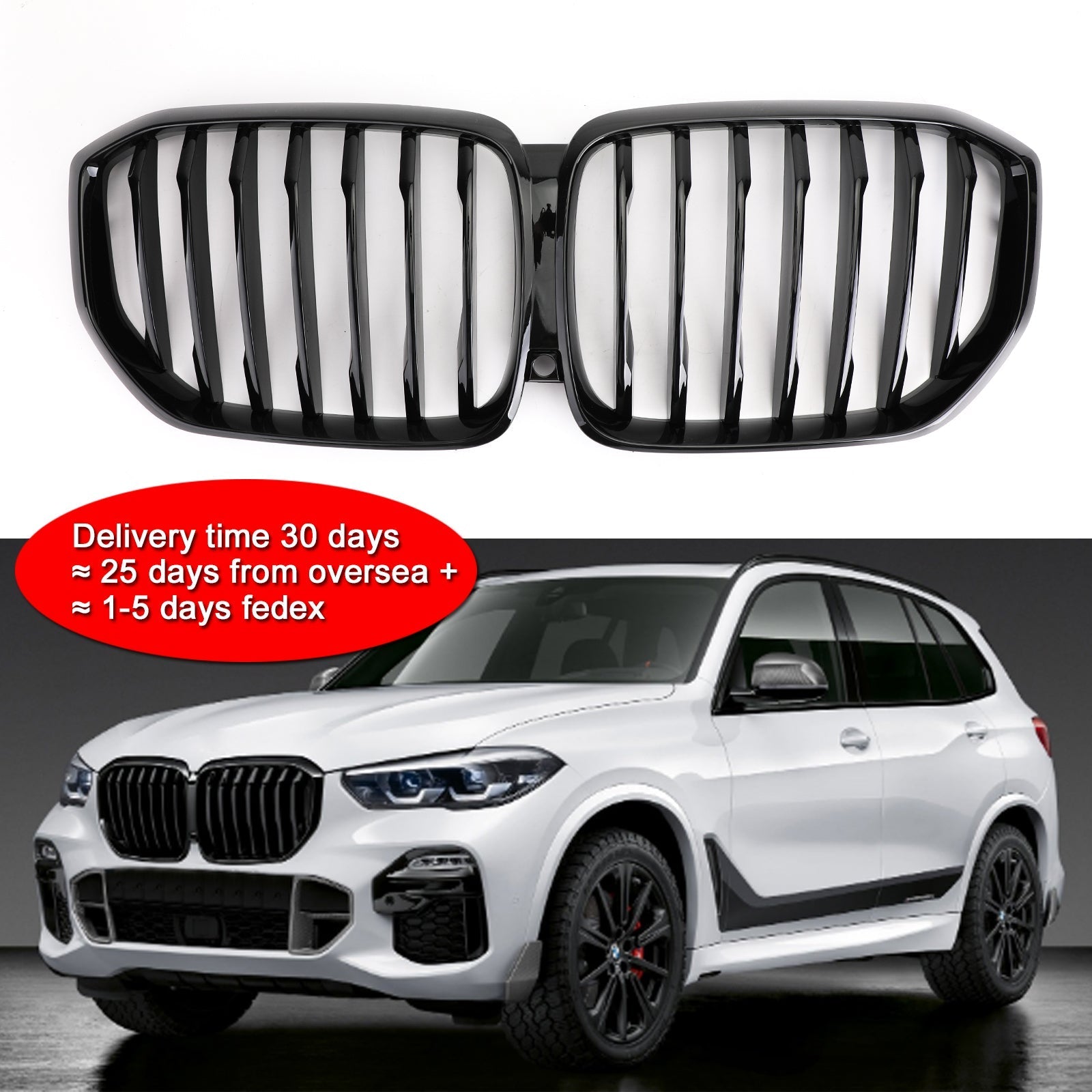 2019 BMW X5 40i Front Kidney Grill Grille Performance Glossy Gloss Black Generic