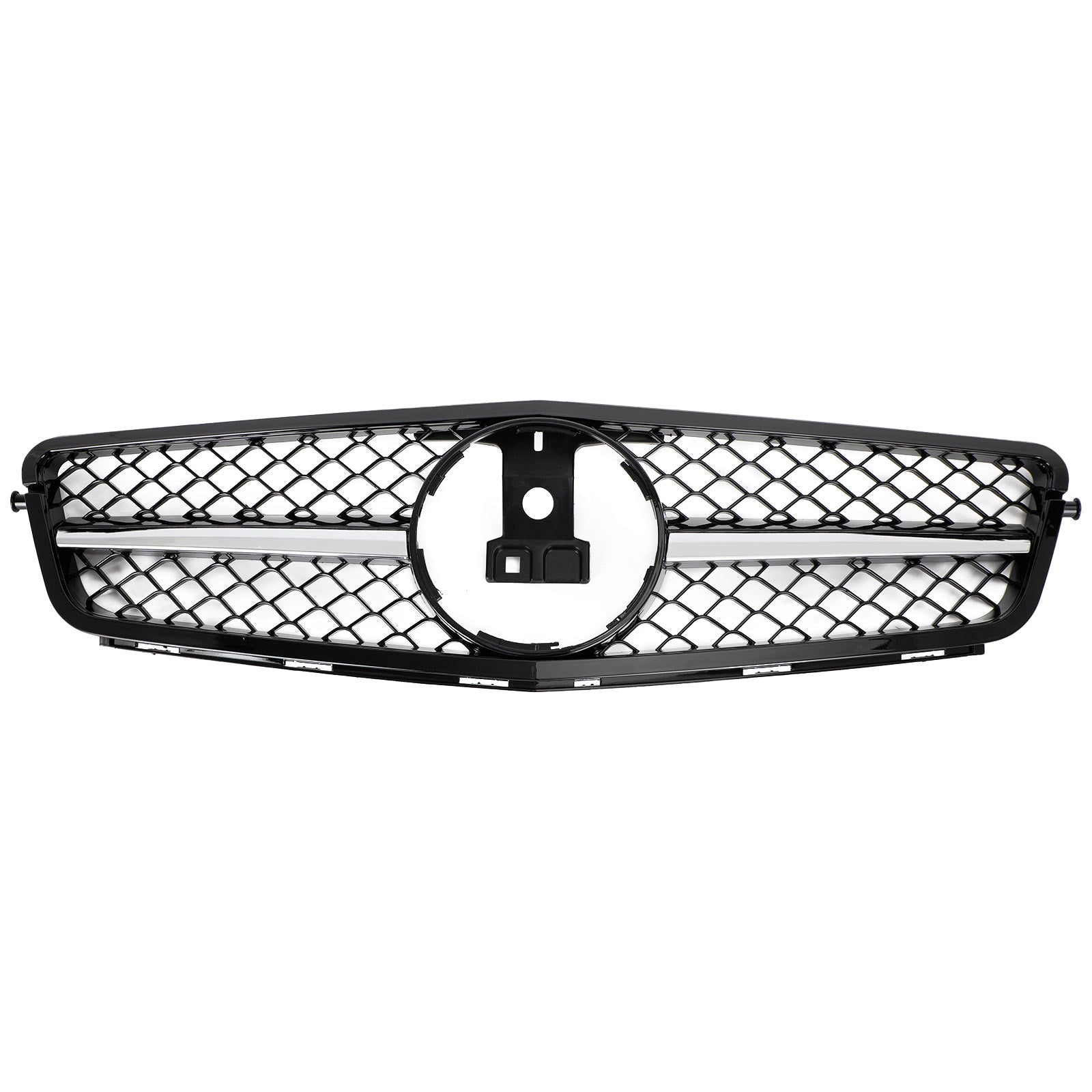 2008-2014 W204 C-Class BENZ ABS Gloss Black Chrome Front Bumper Grille Generic