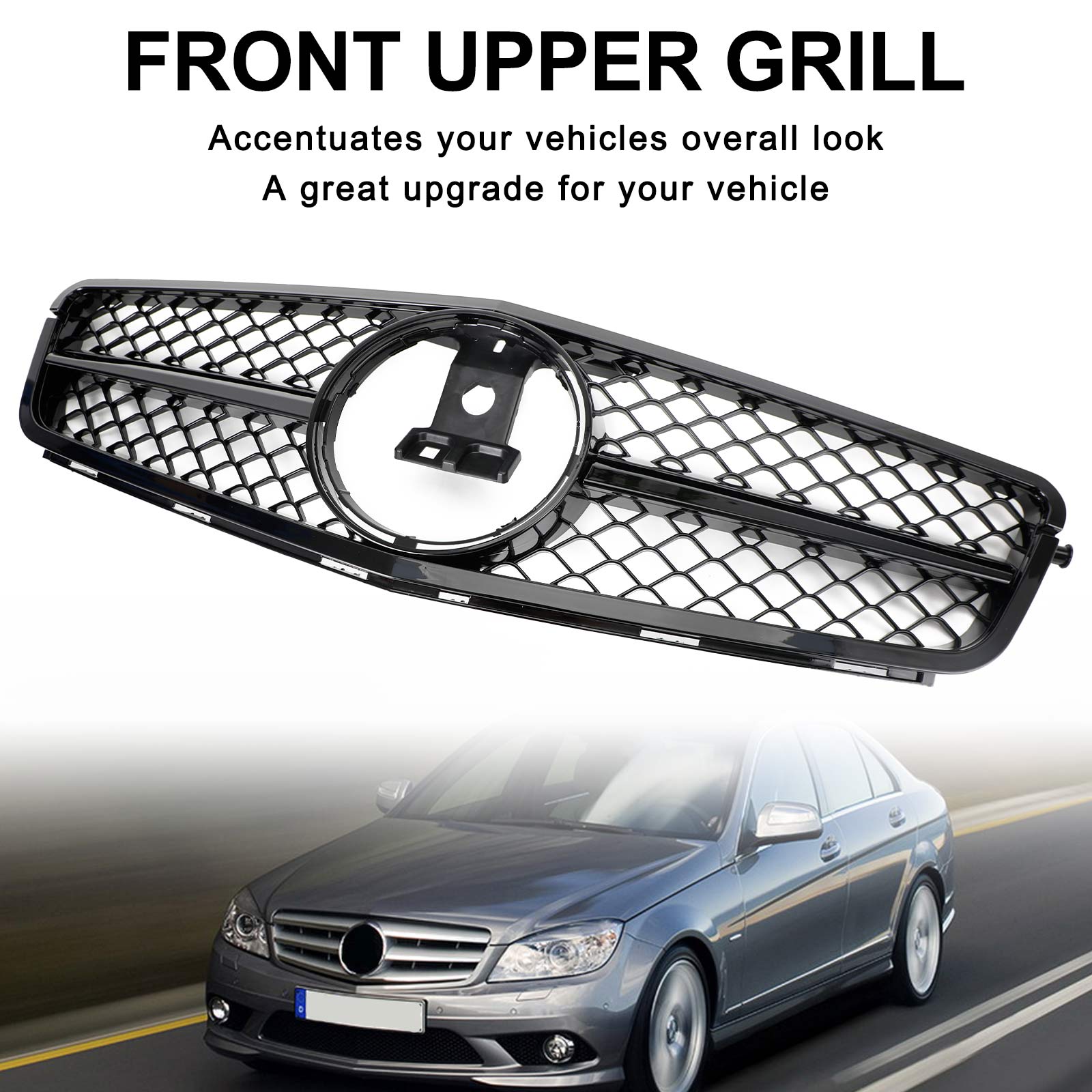 2008-2014 C-Class Benz W204 C300 C350 w/LED AMG Front Bumper Grille Grill
