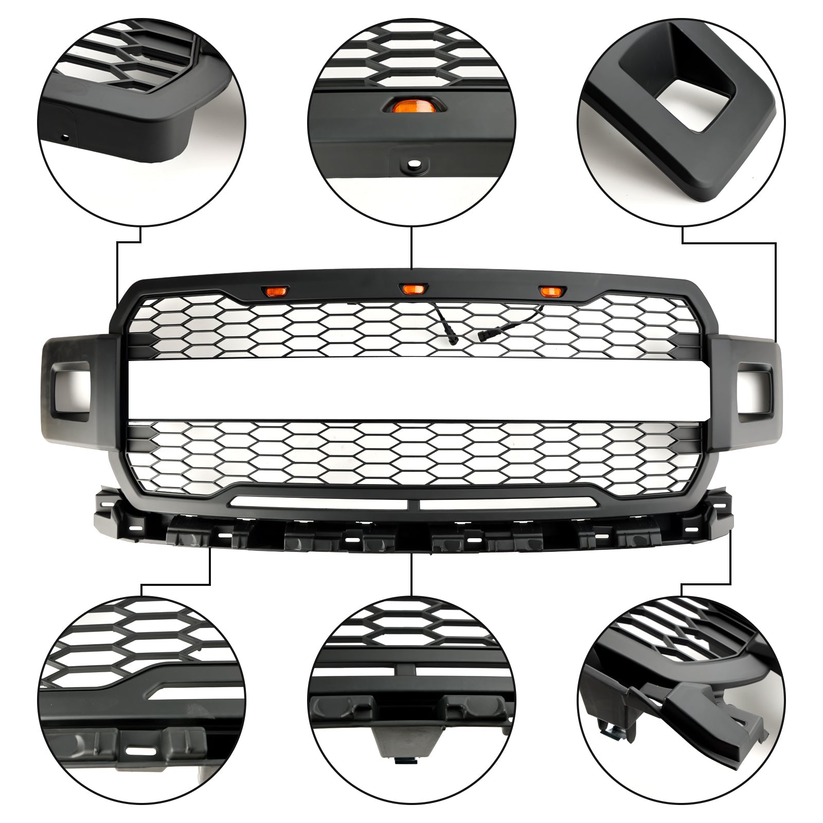 2018 2019 2020 Ford F150 Super Duty With LED Front Bumper Grill Grille