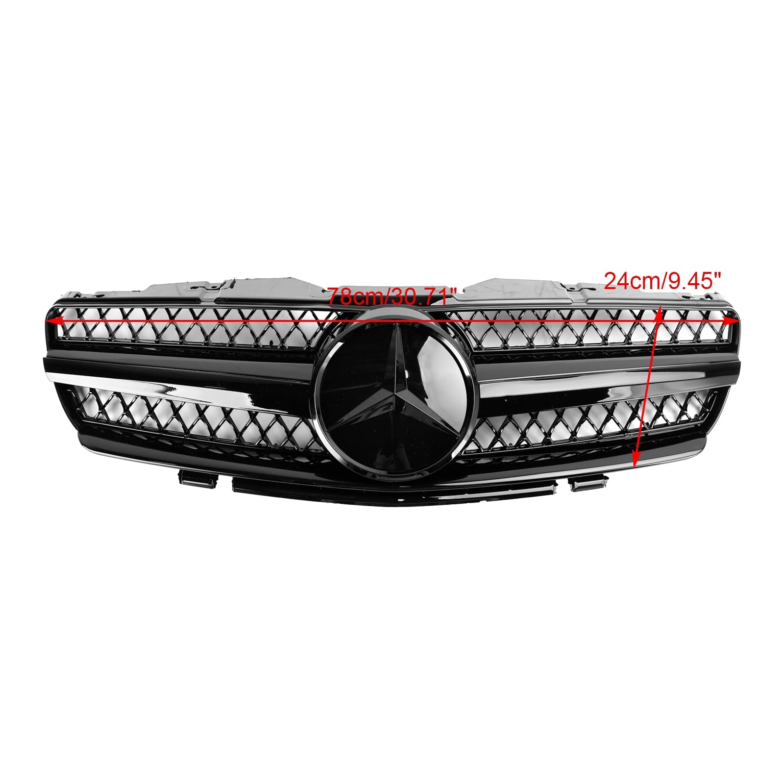 2003 2004 2005 2006 Mercedes R230 SL500 SL600 SL55 1 Fin Star Black Front Upper Grille Grill