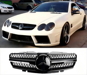 2003-2006 Mercedes R230 SL500 SL600 SL55 1 Fin Star Black Front Upper Grille Grill