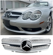 2003 2004 2005 2006 Mercedes R230 SL500 SL600 1 Fin Front Bumper Upper Grill Grille