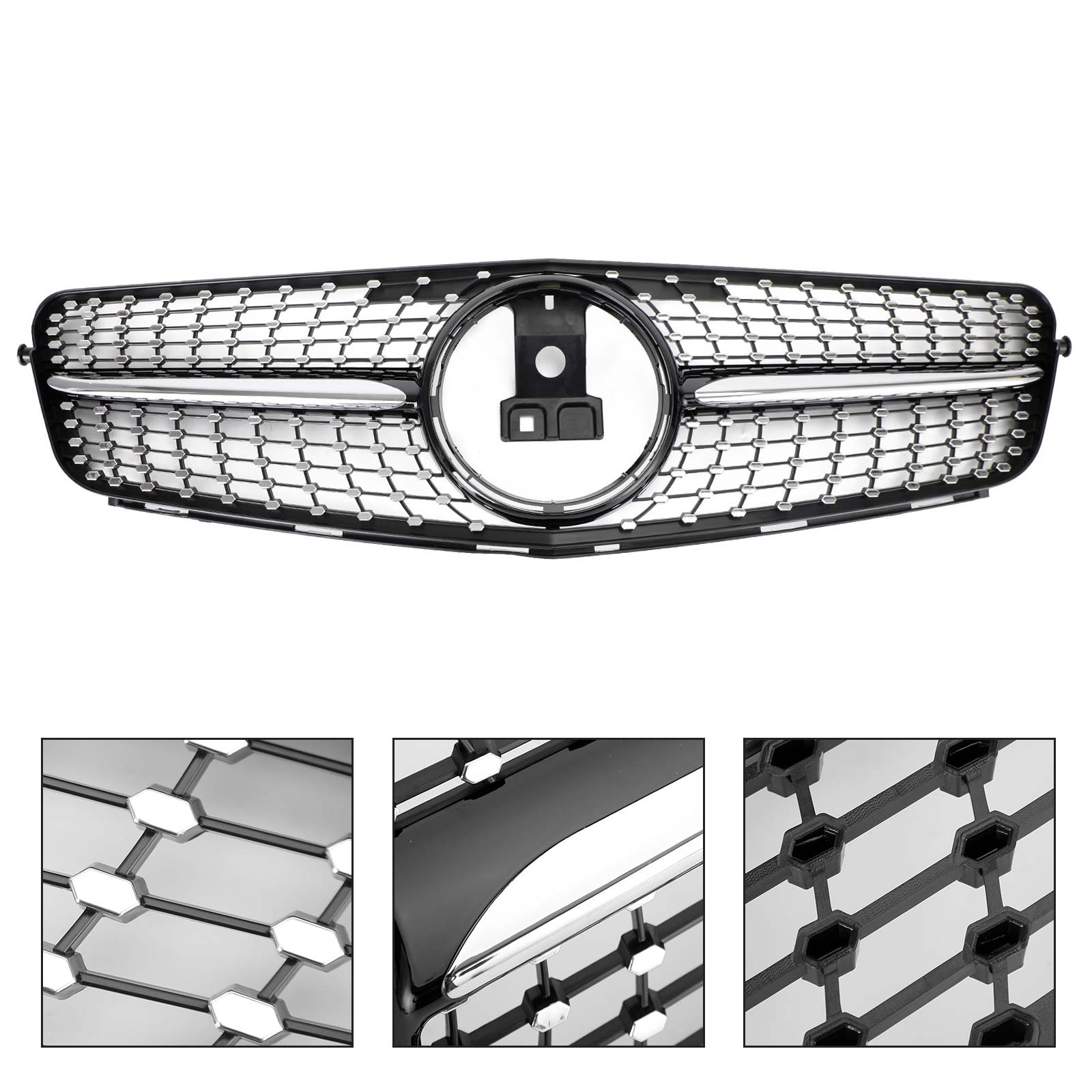 2008 2009 2010 2011 2012 2013 2014 C-Class Benz W204 C300 C350 LED Diamond Front Bumper Grille Grill