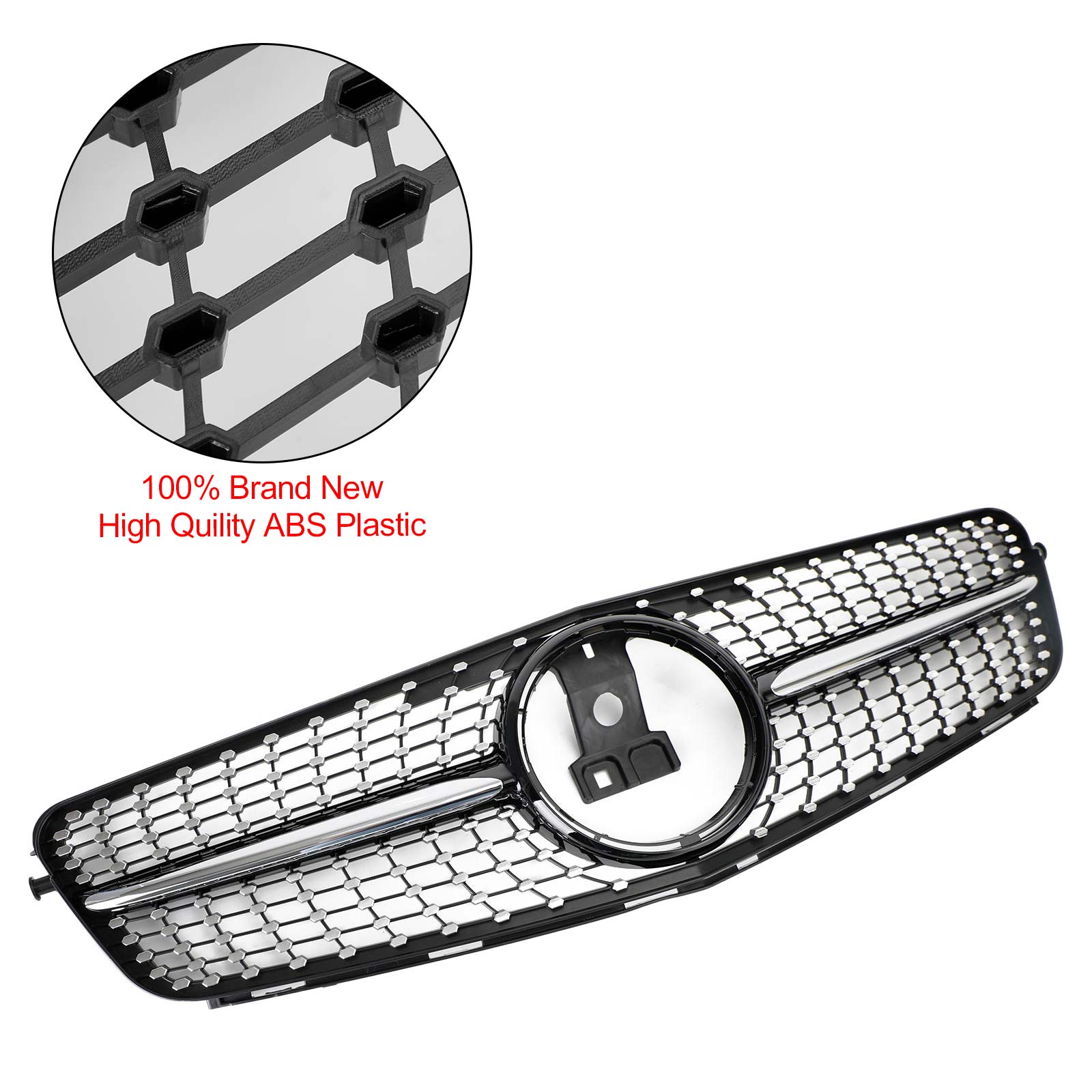 2008-2014 Benz C-Class W204 C180/C200/C230/C250/C280/C300/C350 Diamond Black Chrome Front Grille Grill Generic