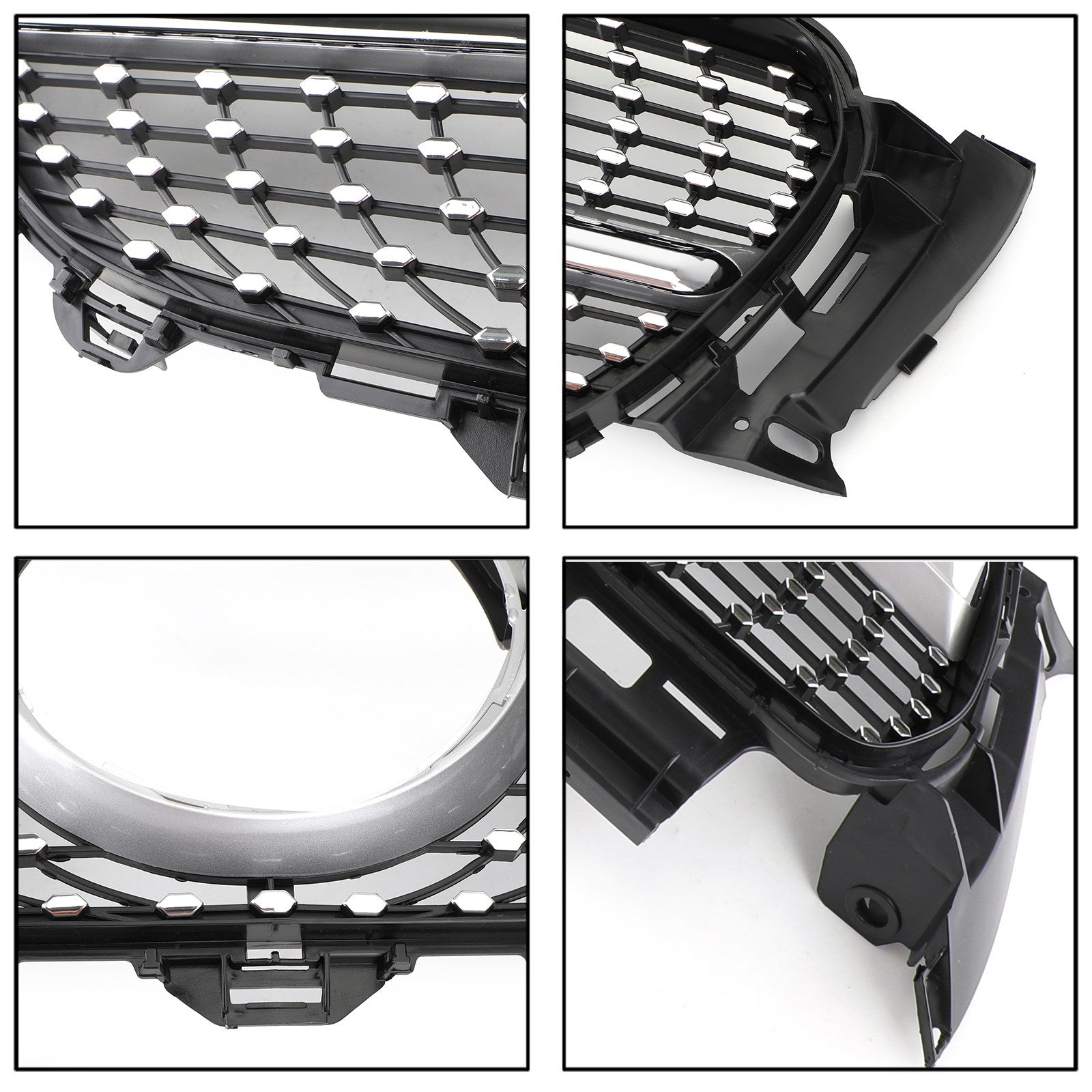 2017-2018 Benz E400 and AMG E43 Sedan Sports Only Diamond Silver Border Front Grille Grill