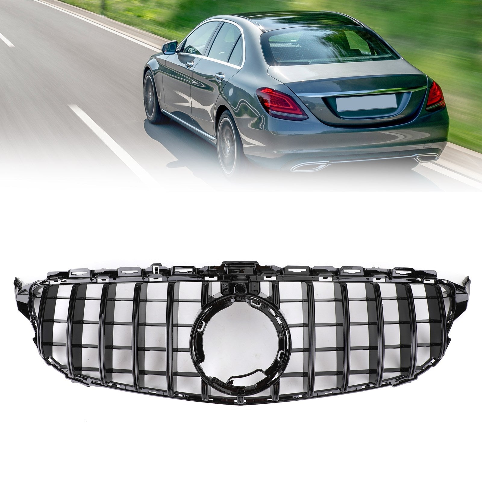 2019-2021 Mercedes Benz C class W205 C300 C250 AMG (models with a camera) GTR Style Grill Grille W/Camera Generic