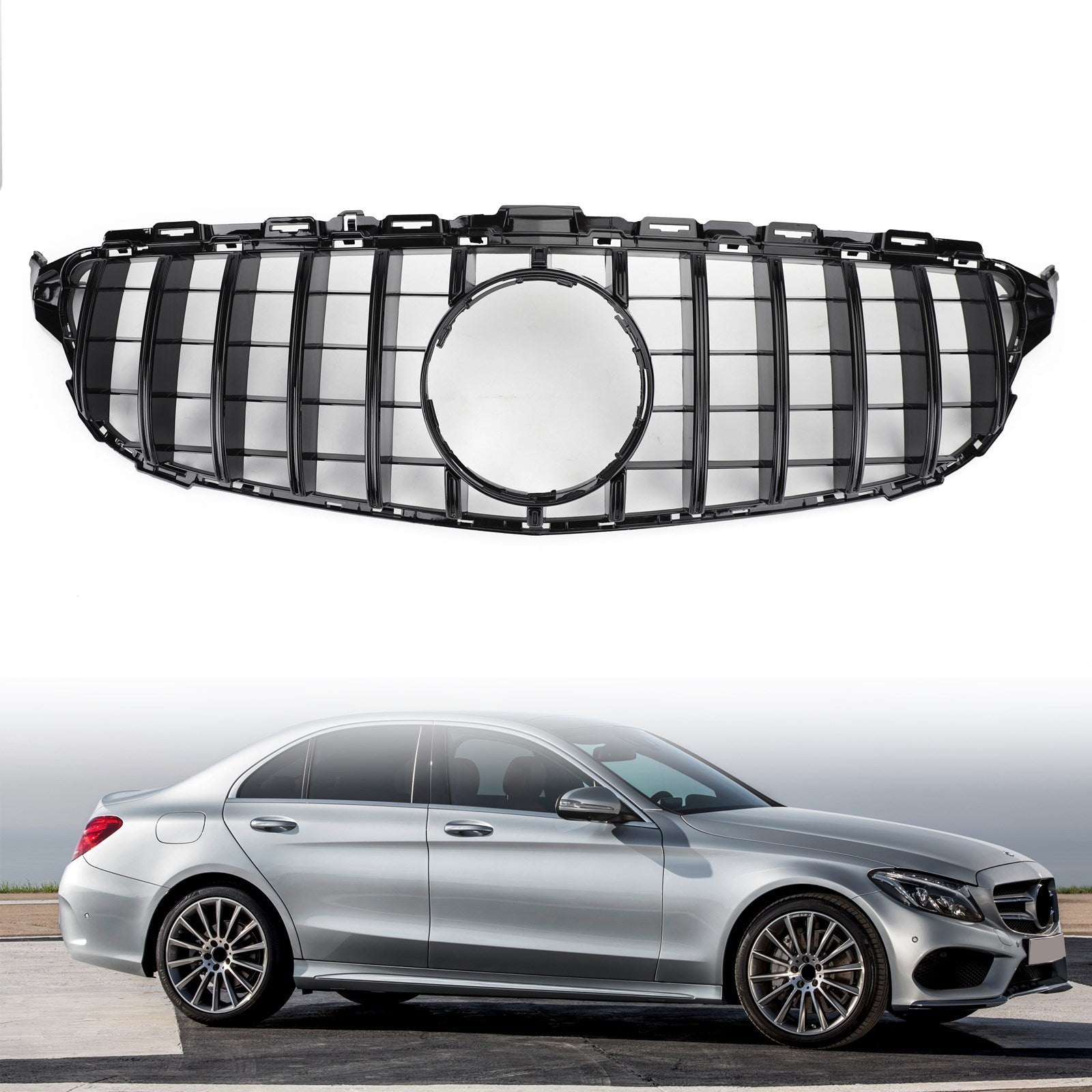 GTR Style Front Bumper Grille for 2015-2018 Mercedes-Benz C-Class W205 (C200, C250, C300, C350)