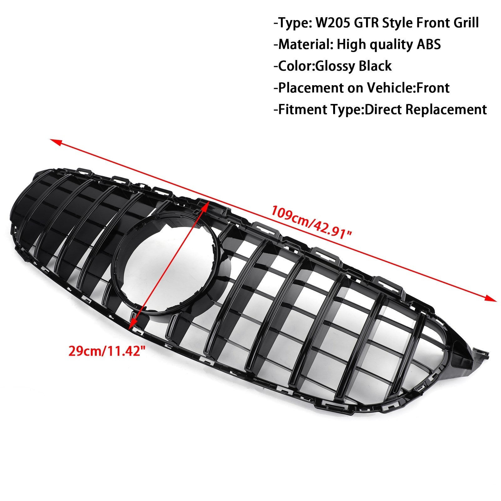 W205 GTR Style Front Grille for Mercedes C-Class 2015-2018