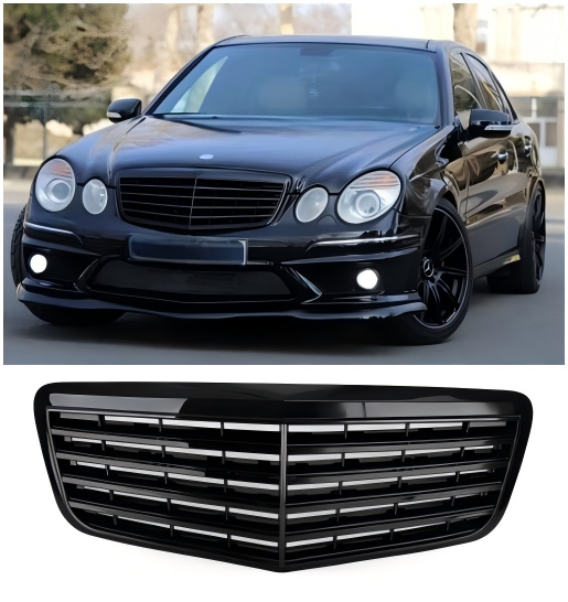 2007 2008 2009 Mercedes Benz W211 E350 E500 E63 AMG Front Bumper Grille Grill Gloss Black